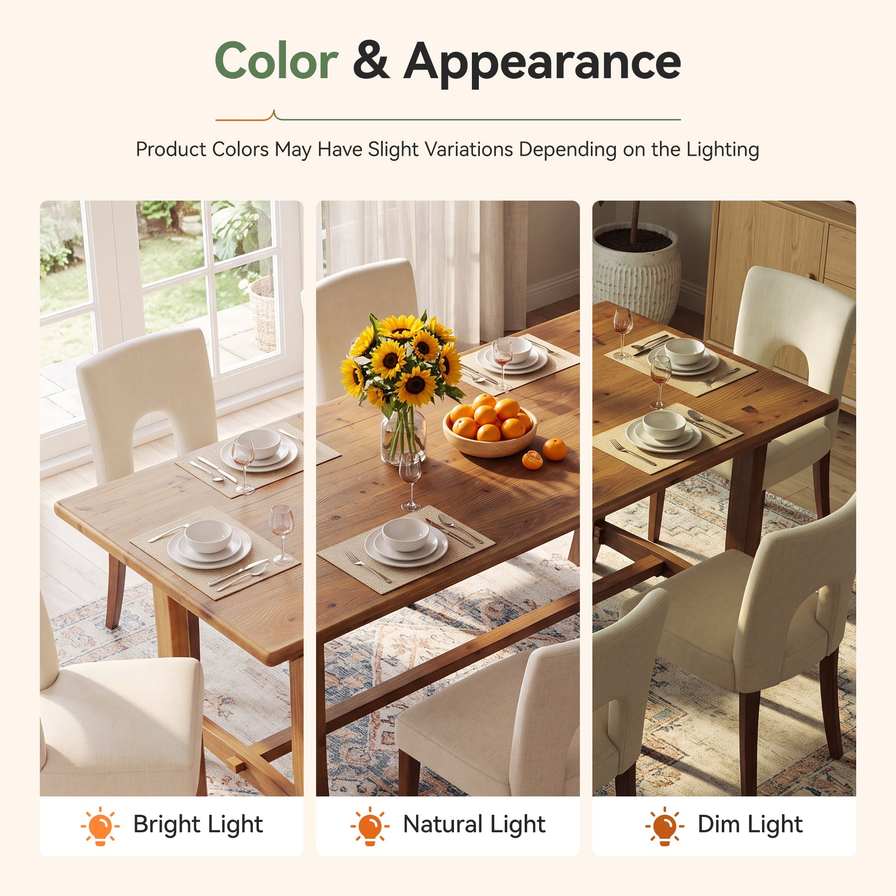 71" Farmhouse Trestle Dining Table for 6-8, Solid Wood Rectangle Kitchen Table