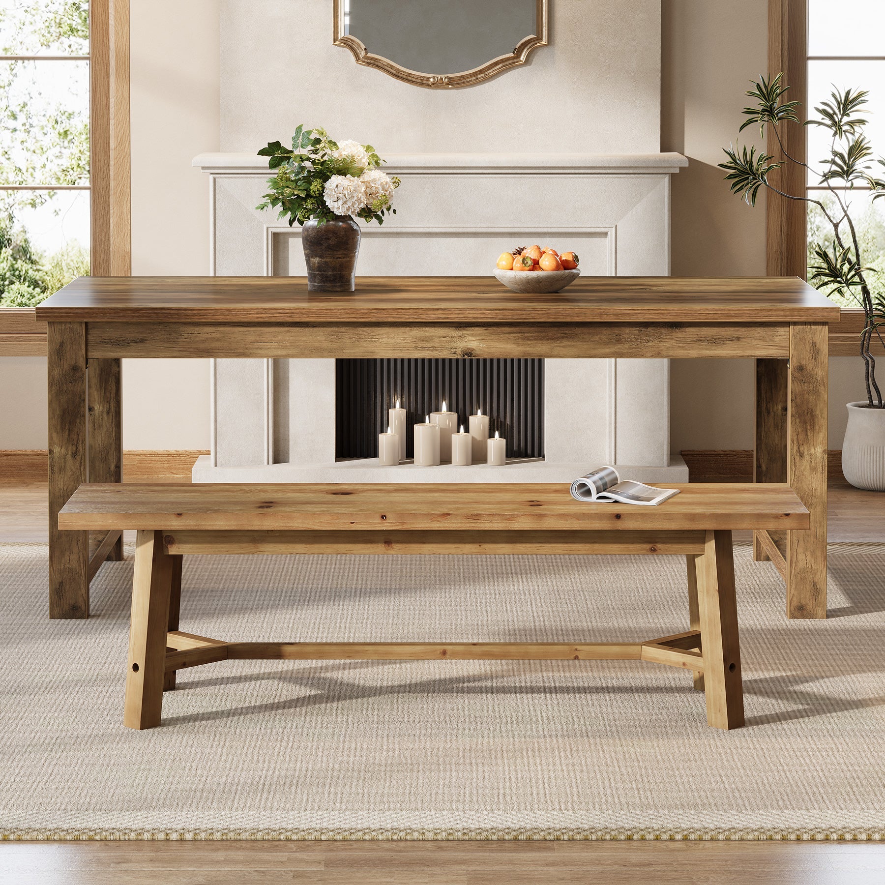 Solid Wood Dining Bench - Thumbnail 5
