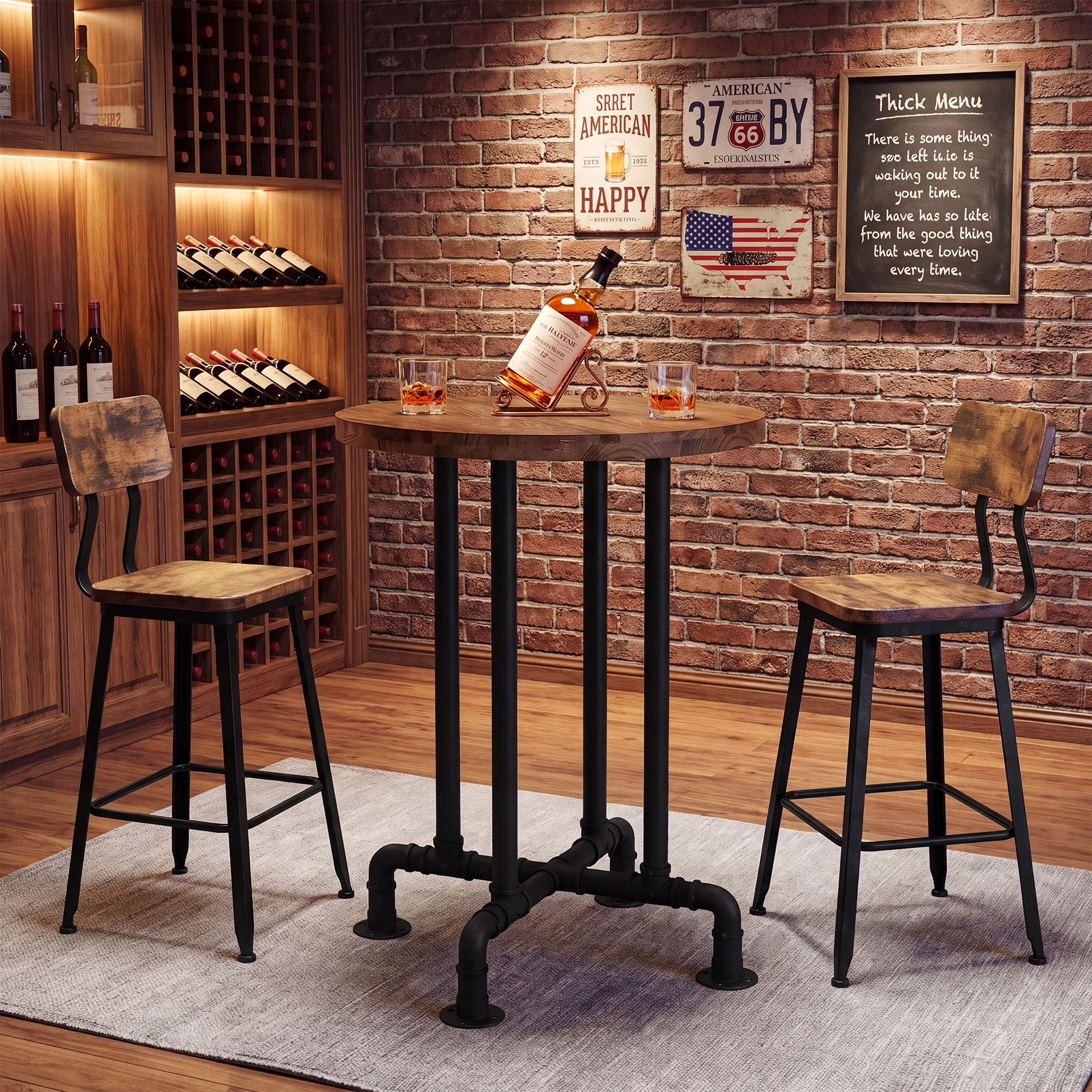 37.4" Round Bar Table, Solid Wood High Bar Height BistroTable