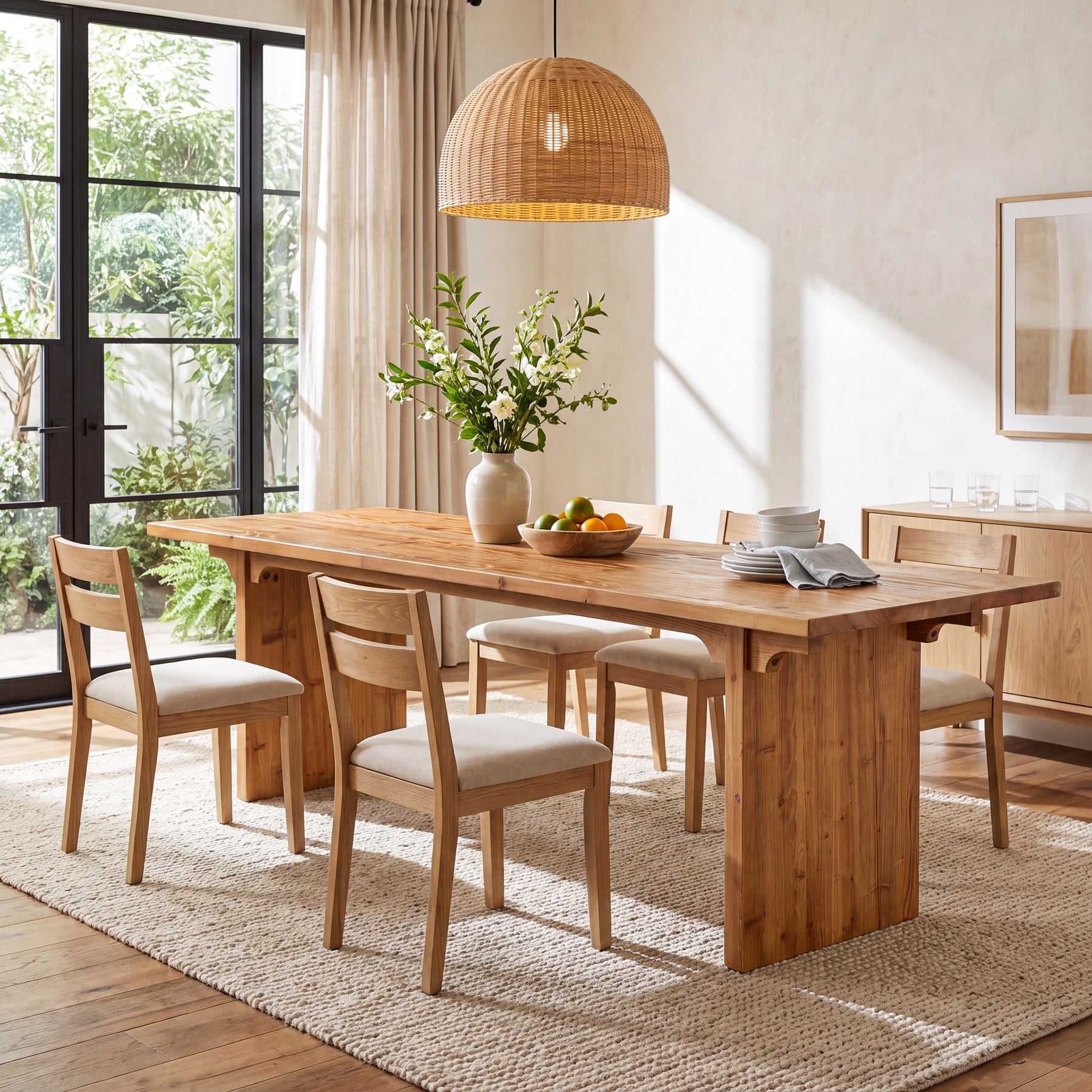 70.9" Solid Wood Dining Table for 4-6, Rectangle Dinner Table for Dining Room