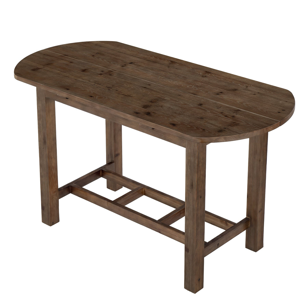 63" Solid Wood Kitchen Island, Farmhouse Stationary Island Table with Oval Tabletop