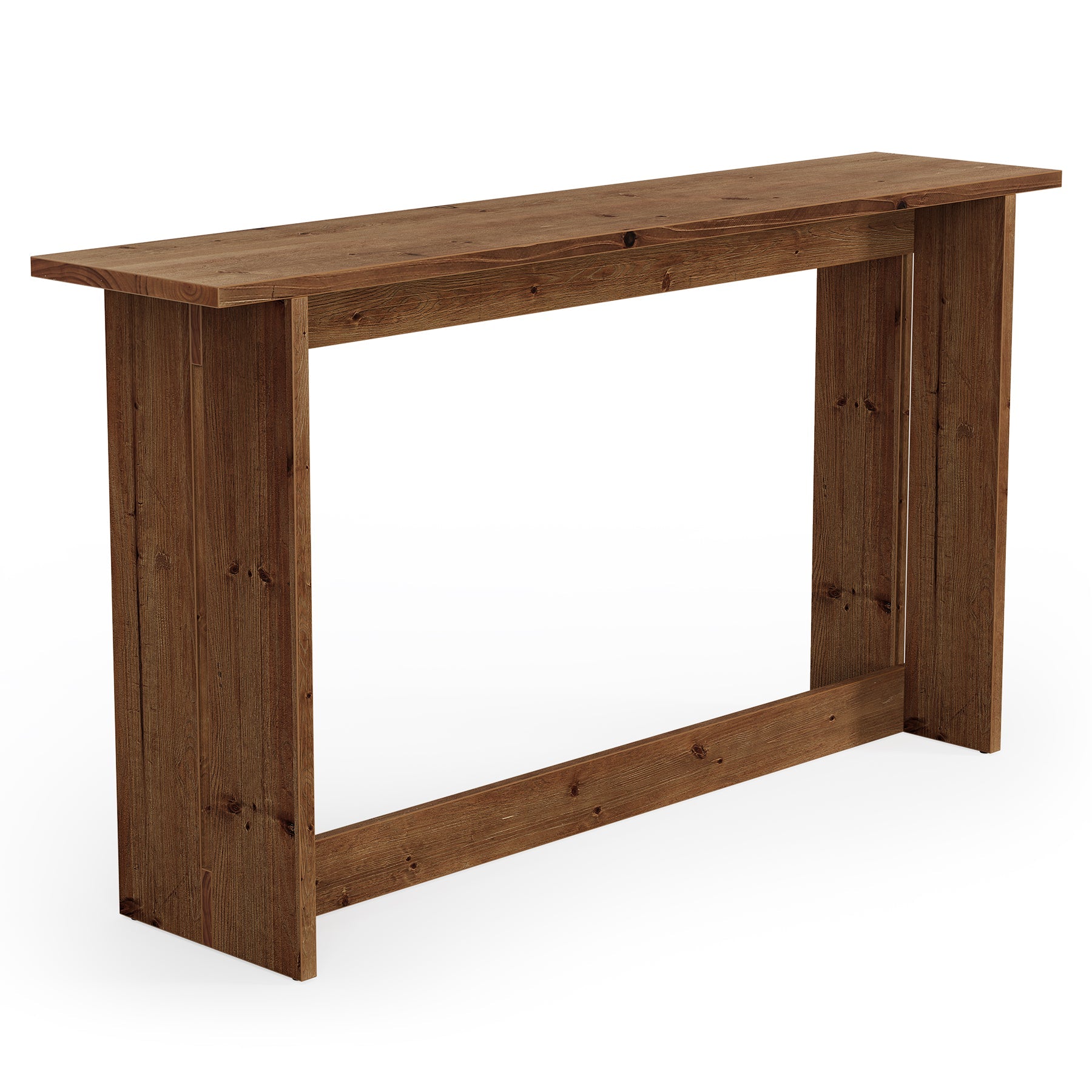 63“ Solid Wood Farmhouse Console Table with Bottom Shelf, Entryway Sofa Table for Hallway or Behind Couch