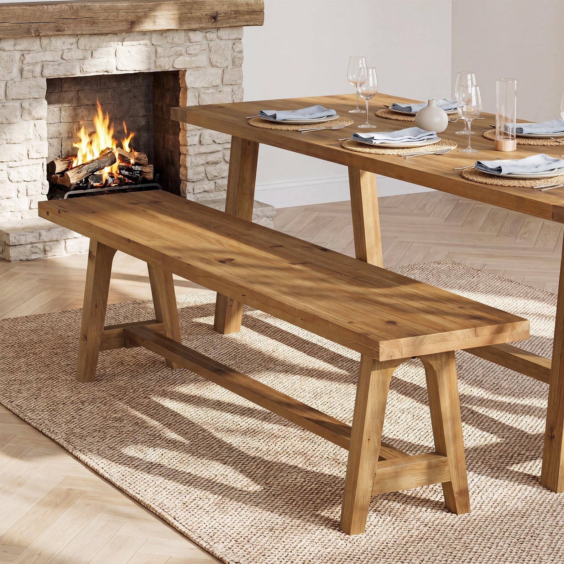 Tribesigns 63-Inch Solid Wood Dining Bench, Farmhouse Kitchen Bench