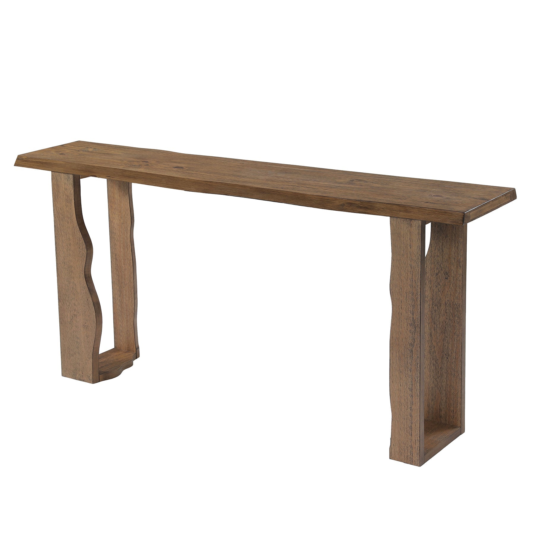 70.9" Solid Wood Console Table, Live Edge Entryway Sofa Table with Wavy Legs