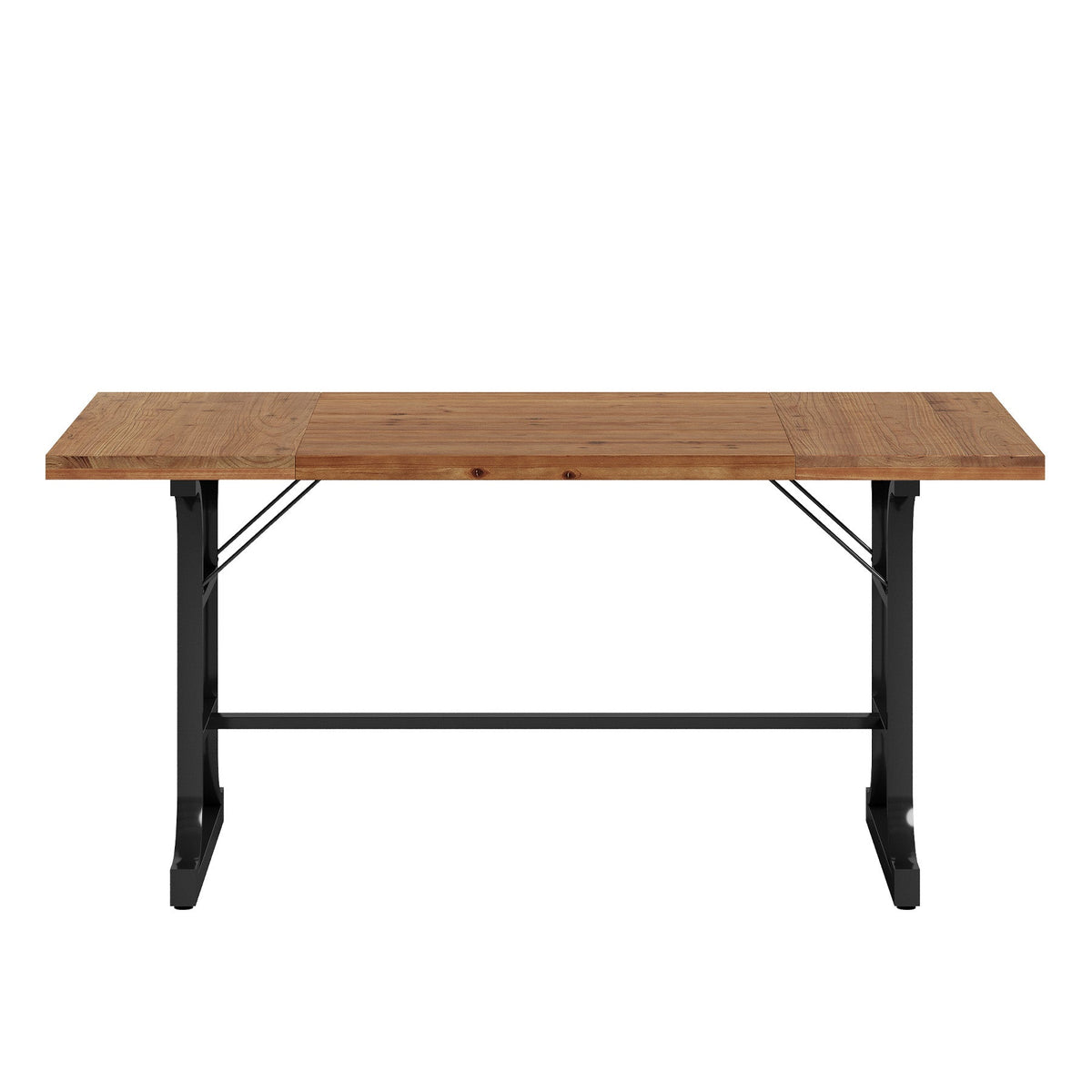 63" Solid Wood Dining Table for 4-6, Rectangular Kitchen Table with Metal Legs, Farmhouse