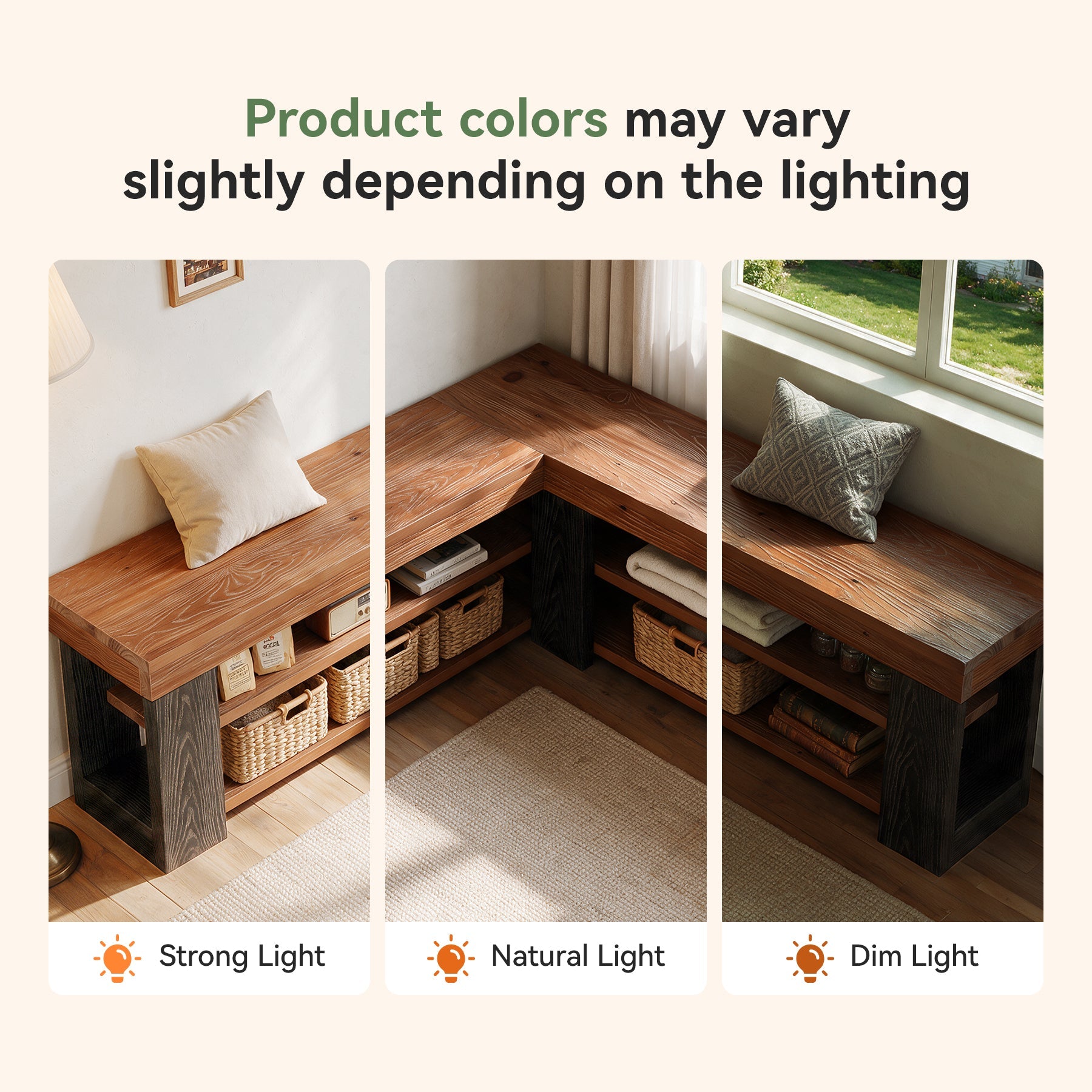 47" L-Shaped Corner Bench, 3-Tier Solid Wood Entryway Bench, Hallway Mudroom