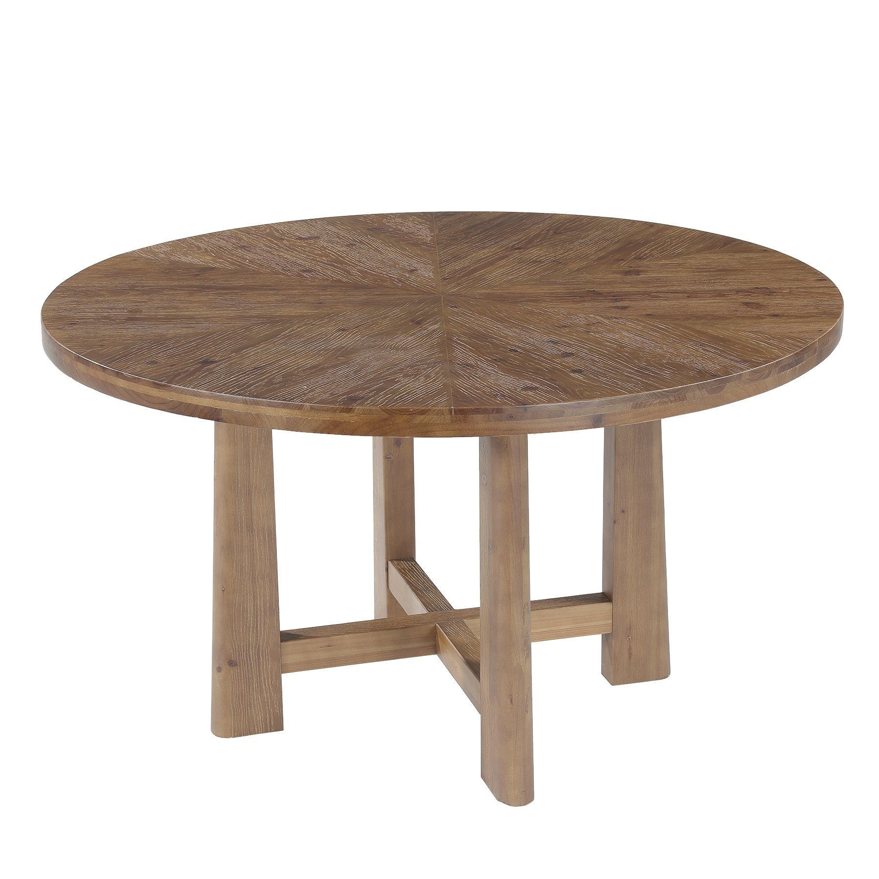 47" Round Farmhouse Dining Table for 6, Solid Wood Kitchen Table, Dining Room Living Room