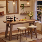 63" Solid Wood Bar Table with Footrest, Rectangular Pub Table, High Top Table 3