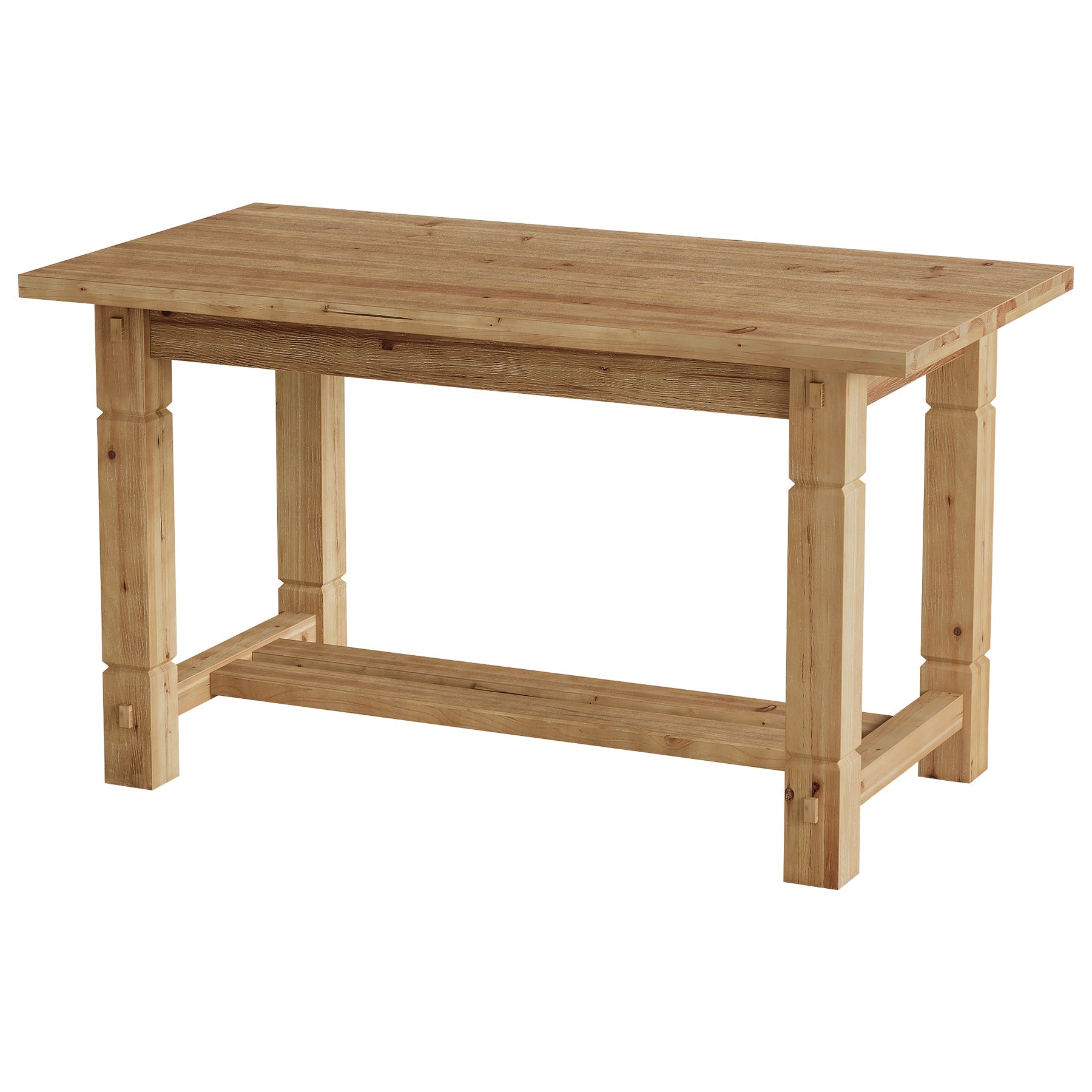 59" Solid Wood Home Kitchen Island, Rustic Stationary Island with Sturdy Frame