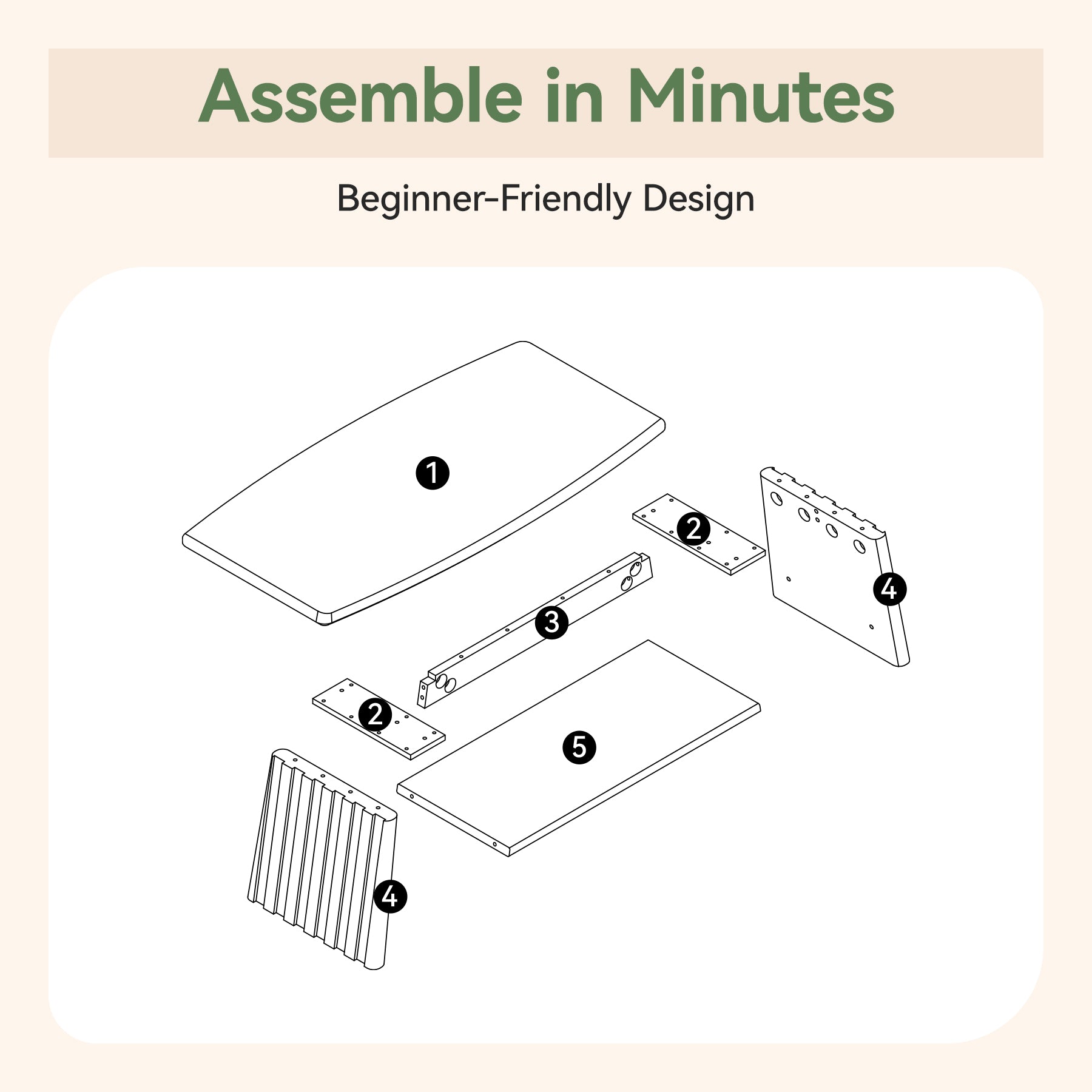 47" Solid Wood Coffee Table, 2-Tier Center Table with Unique Fluted Panels