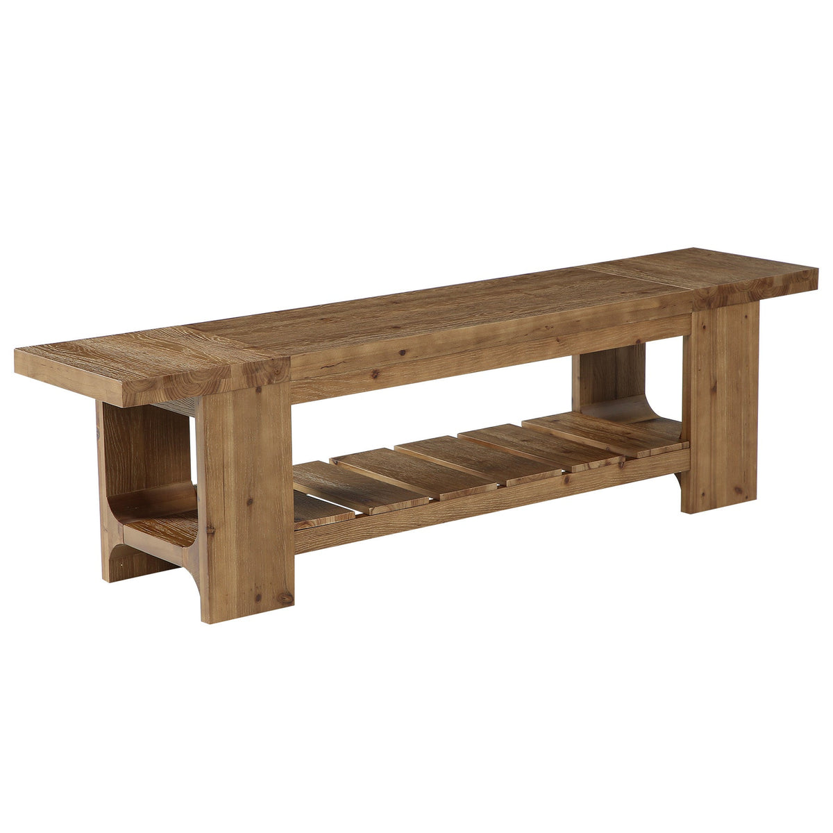70.9" Solid Wood  TV Stand, Media Console with with Lower Storage Shelf for Living Room