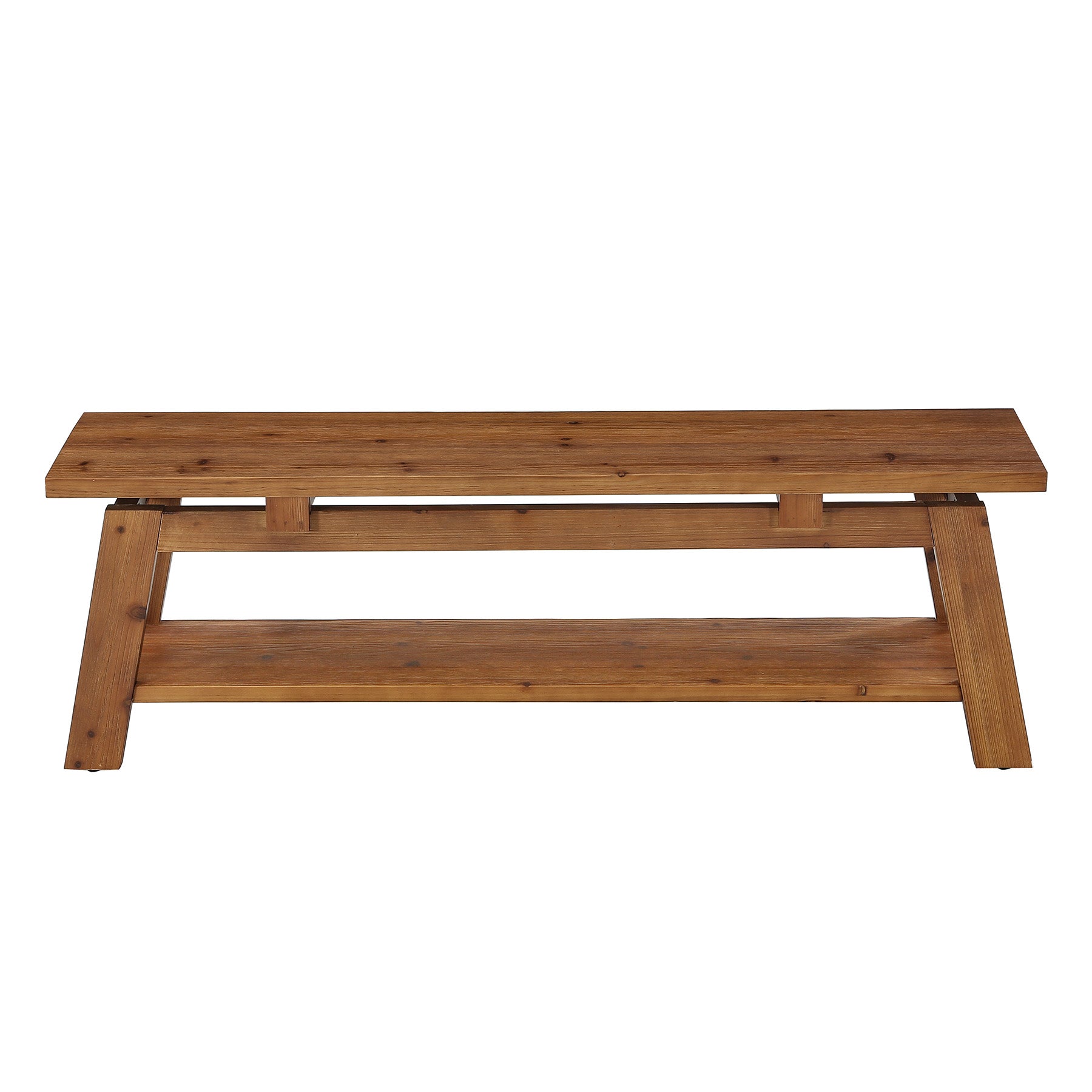 55" Solid Wood Entryway Bench, Farmhouse End of Bed Bench with Shoe Storage