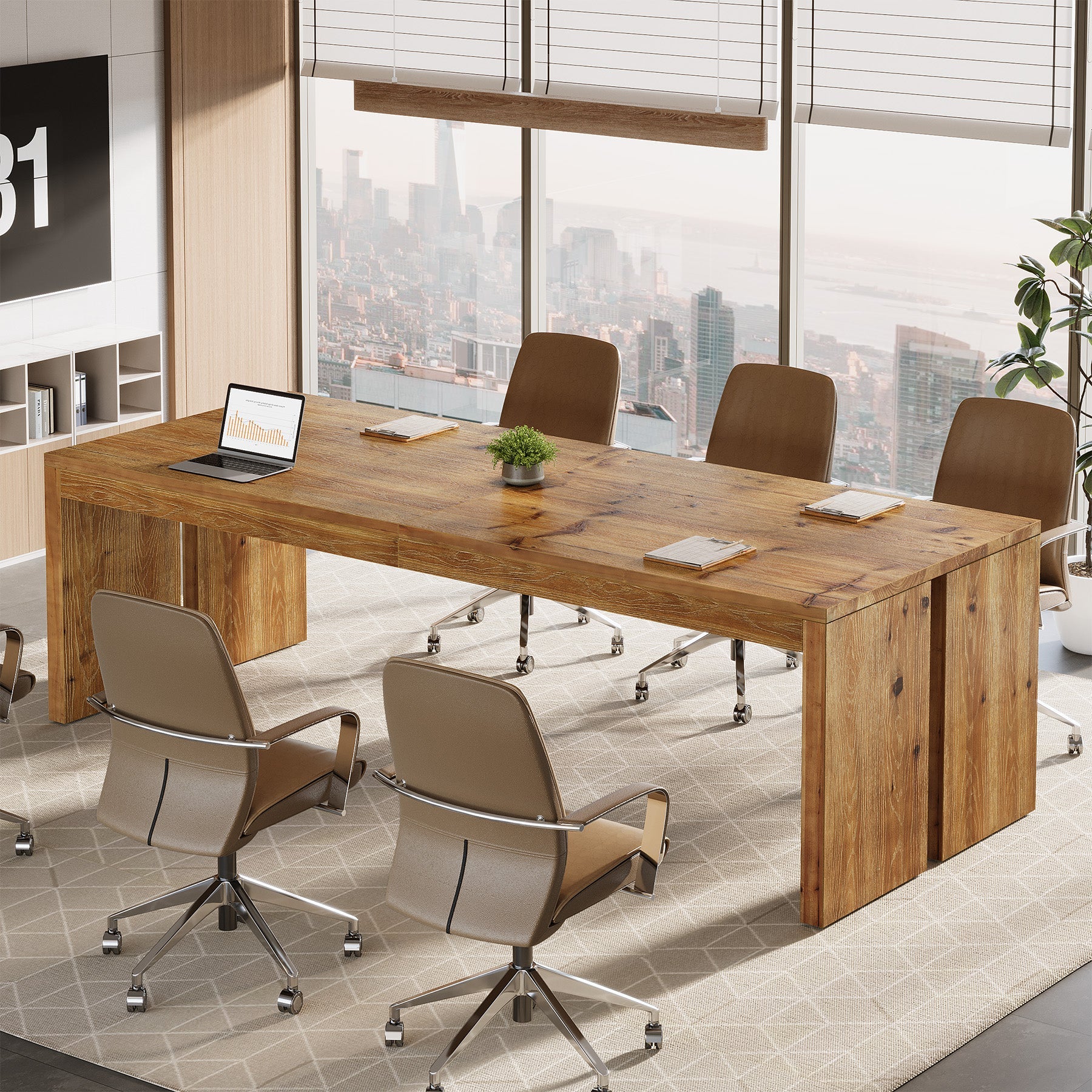 78.7" Extra Long Solid Wood Desk for 2 People, Large Home Office Computer Workstation with Heavy-Duty Frame