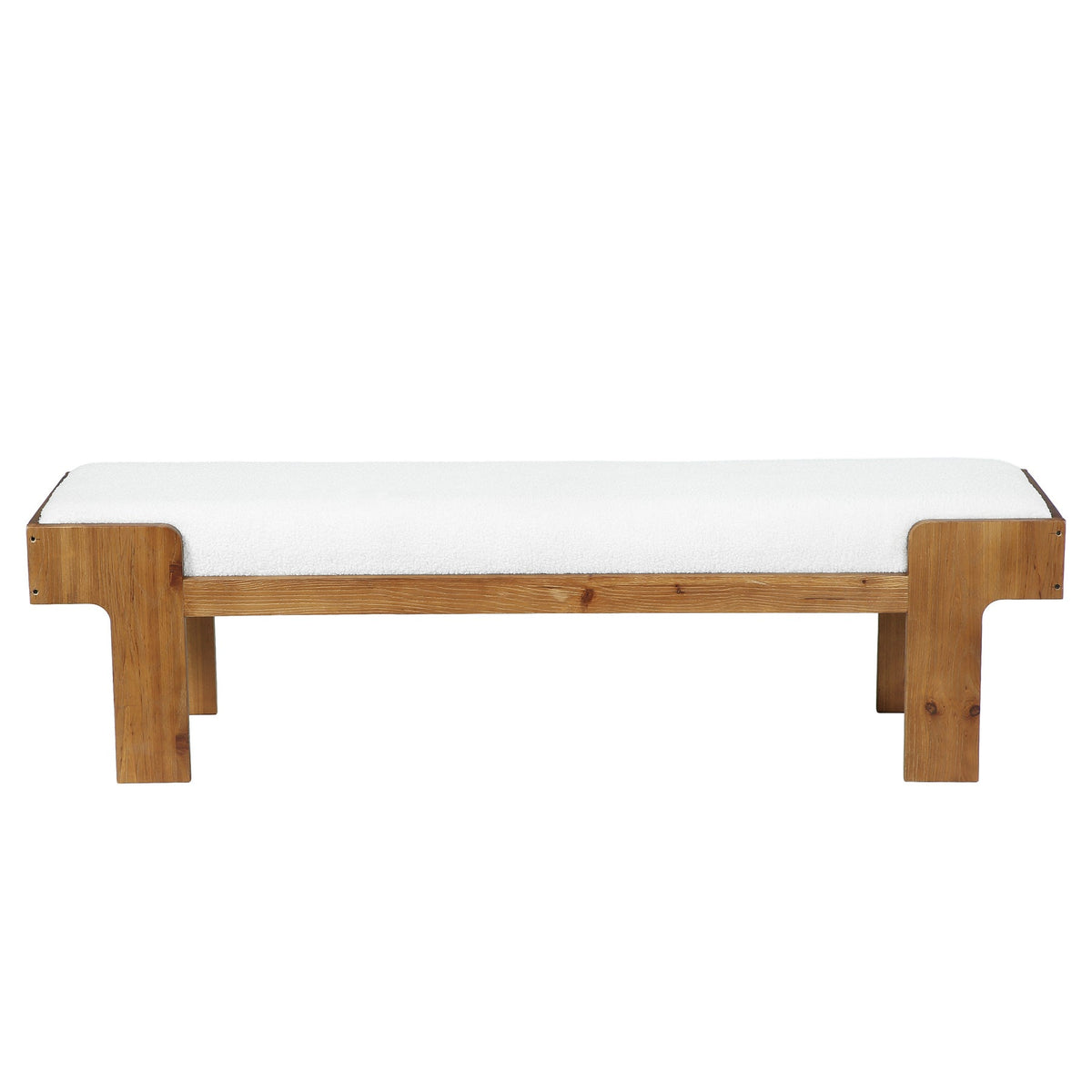 63" Upholstered Entryway Bench, Solid Wood End of Bed Bench, for 2-3