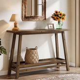 41" Solid Wood Console Table, 2 Tiers Farmhouse Entryway Table with Storage Shelf 3