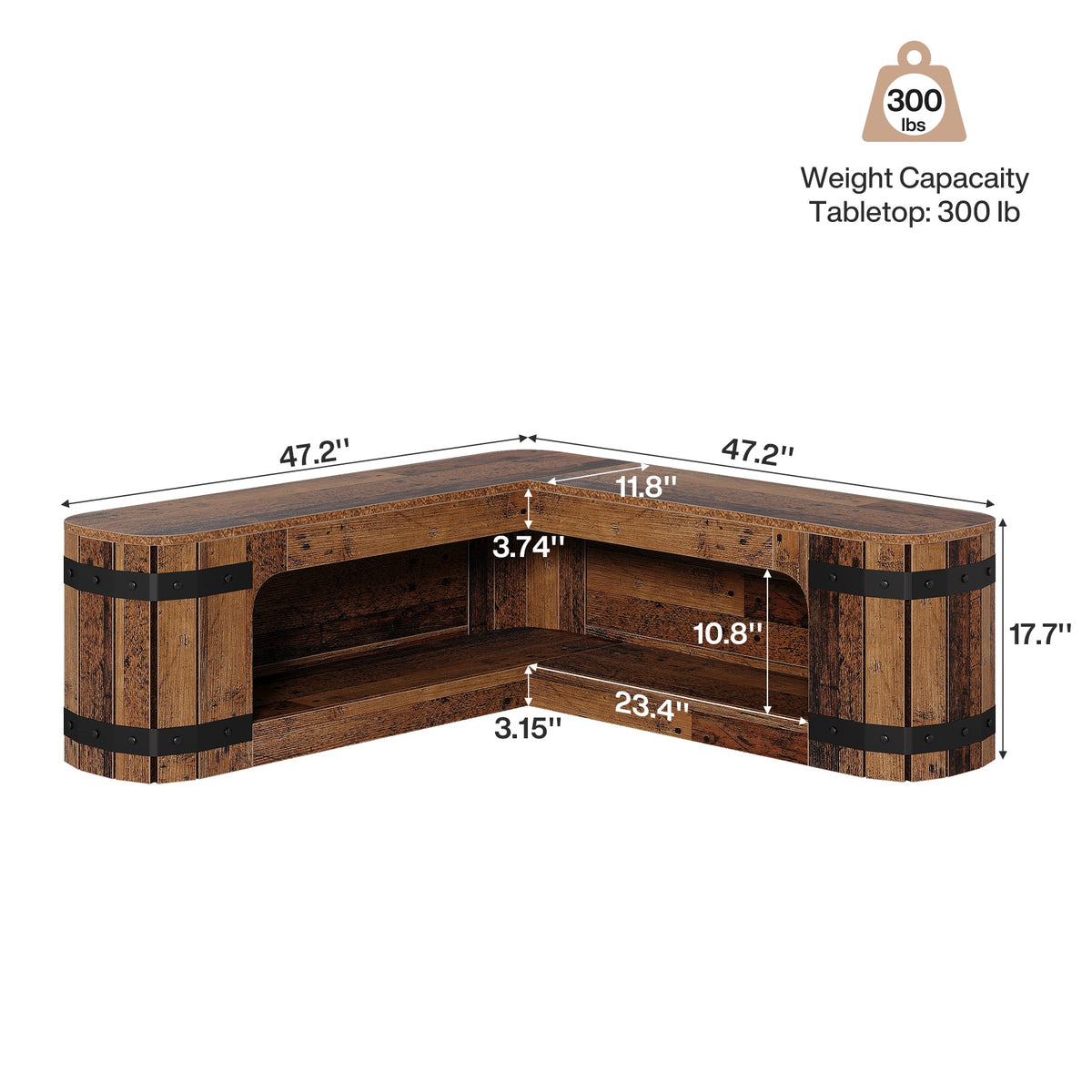 47" L-Shaped Solid Wood Shoe Storage Bench, Corner Entryway Shoe Organizer
