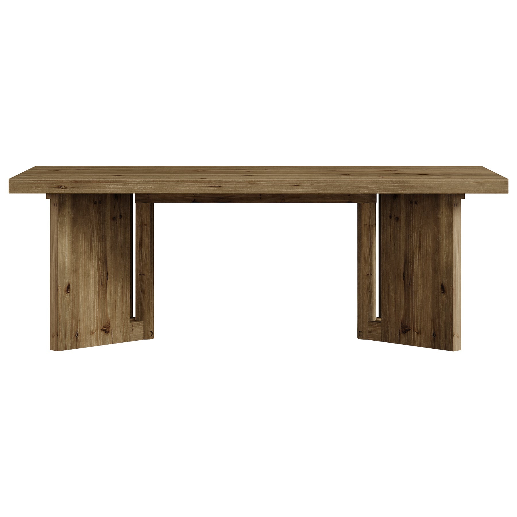 47" Wood Coffee Table, Farmhouse Rectangle Center Table with Triangle Legs