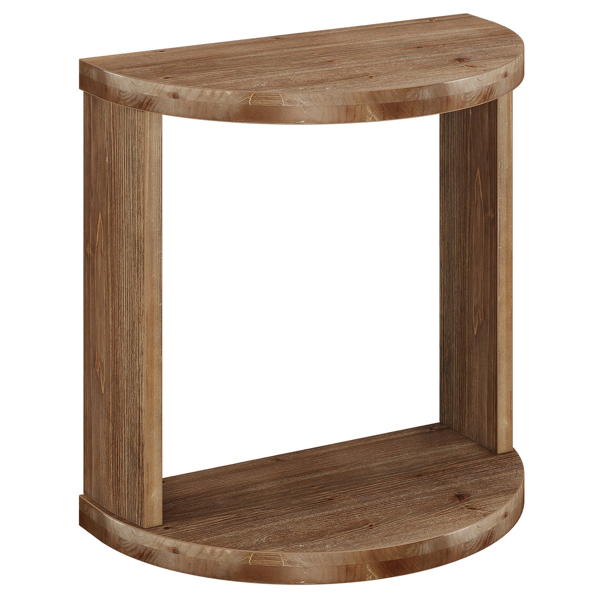 Half Moon End Table with Storage Shelf, Solid Wood Farmhouse Side Table, 2-Tier Shelves, Living Room & Bedroom