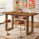 63" Solid Wood Bar Table, Farmhouse Counter Height Pub Table with U-Shaped Legs 3