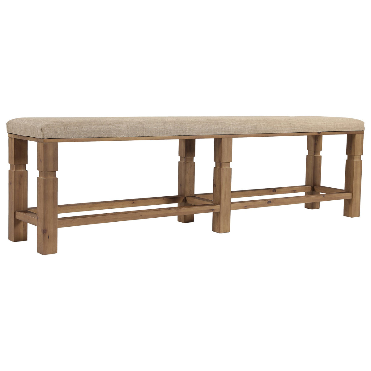 70.87" Upholstered Solid Wood Entryway Bench with Linen Fabric Padded Seat
