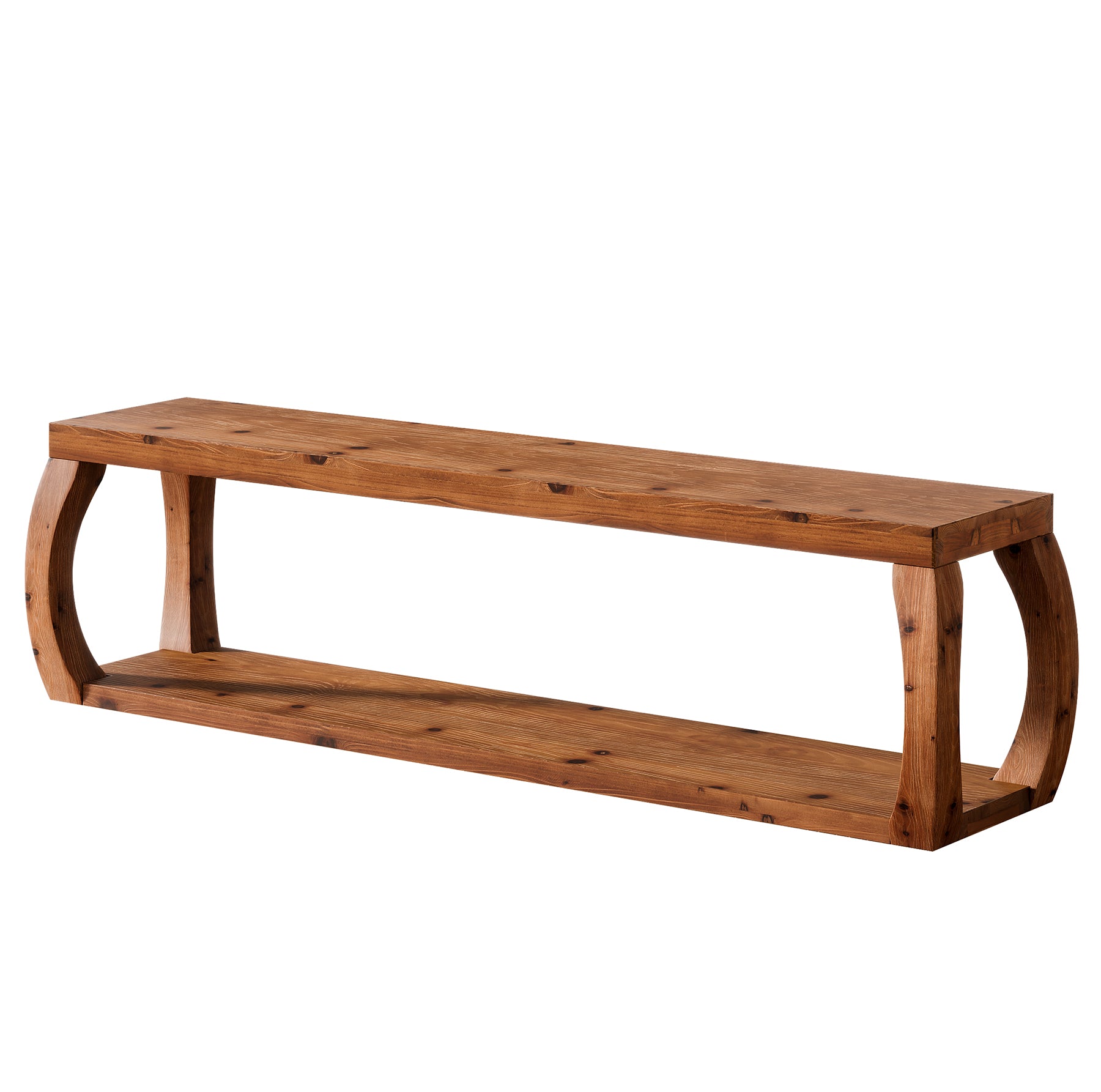 59" Solid Wood Entryway Bench,2-Tier Shoe Bench End of Bed Bench with Open Shelves