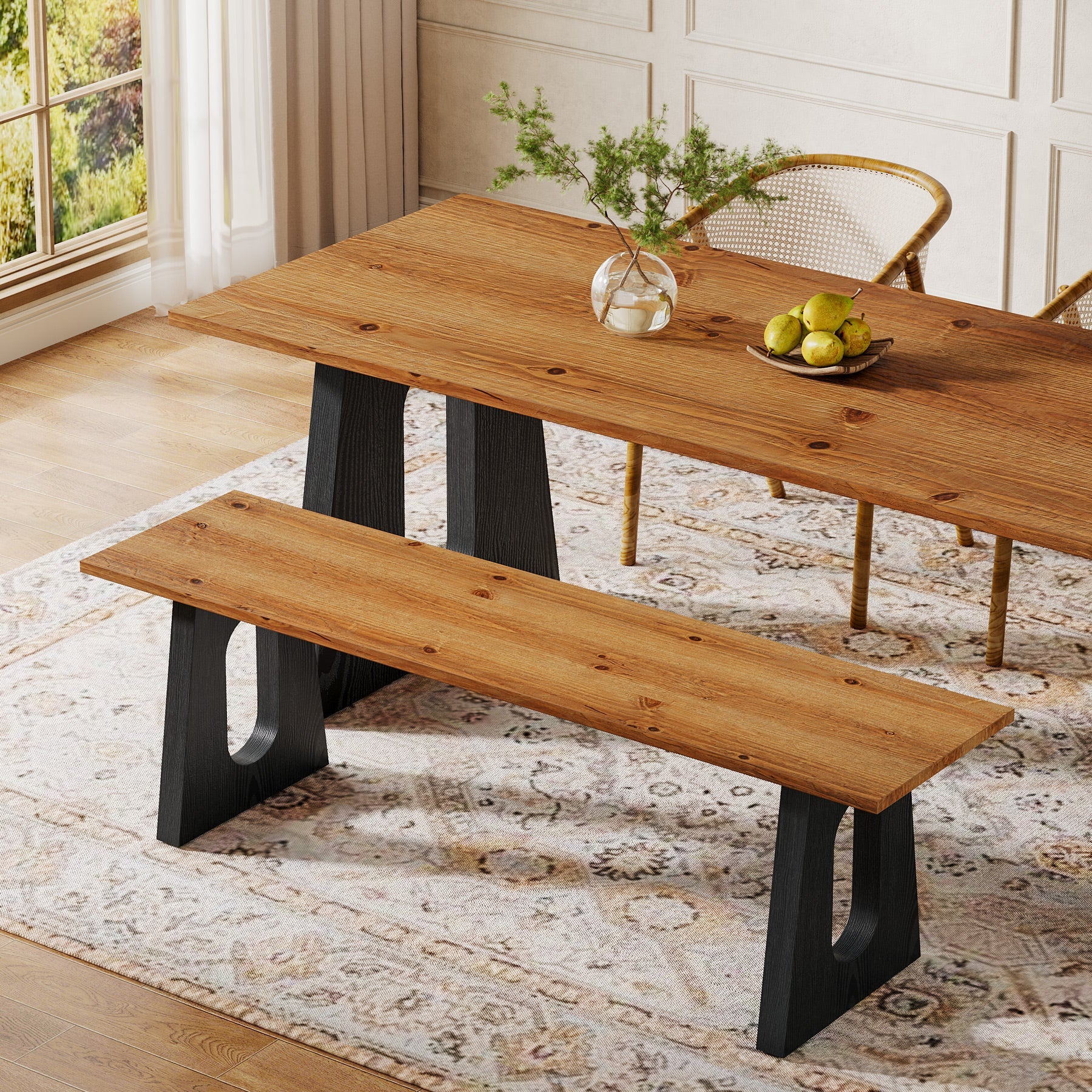 Solid Wood Dining Bench, 47" Kitchen Dining Seat for Dining Room