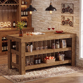 63" Solid Wood Bar Table, 3-Tier High Top Table with Large Rectangle Worktop 3