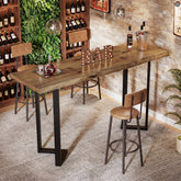 63" Rectangle Bar Table, Solid Wood Counter Height Pub Table Bar Unit 3