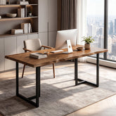 63" Live Edge Executive Desk, Solid Wood Home Office Desk, Heavy-Duty Metal Frame 3
