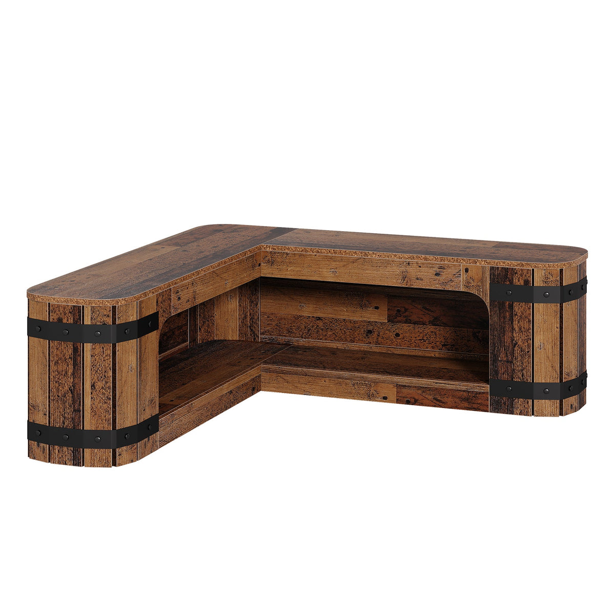 47" L-Shaped Solid Wood Shoe Storage Bench, Corner Entryway Shoe Organizer