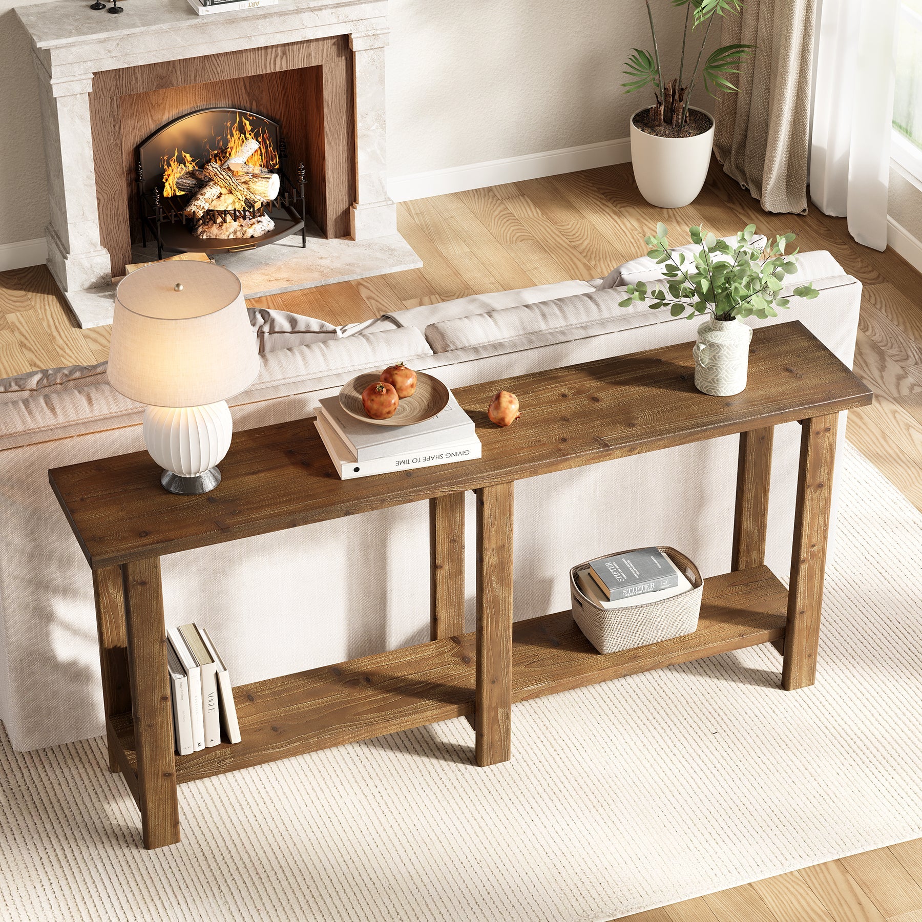 Solid Wood Console Table,  70.9" Sofa Table Behind Couch for Entryway