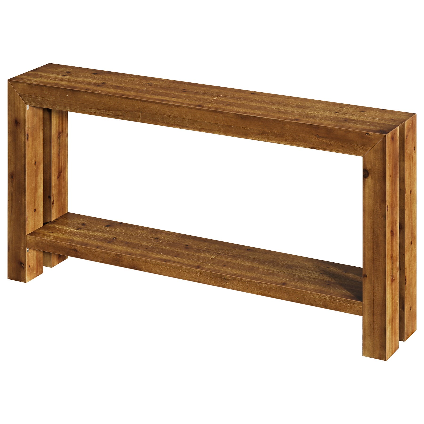 63" Solid Wood Console Table, 2-Tier Sofa Entryway Table for Hallway