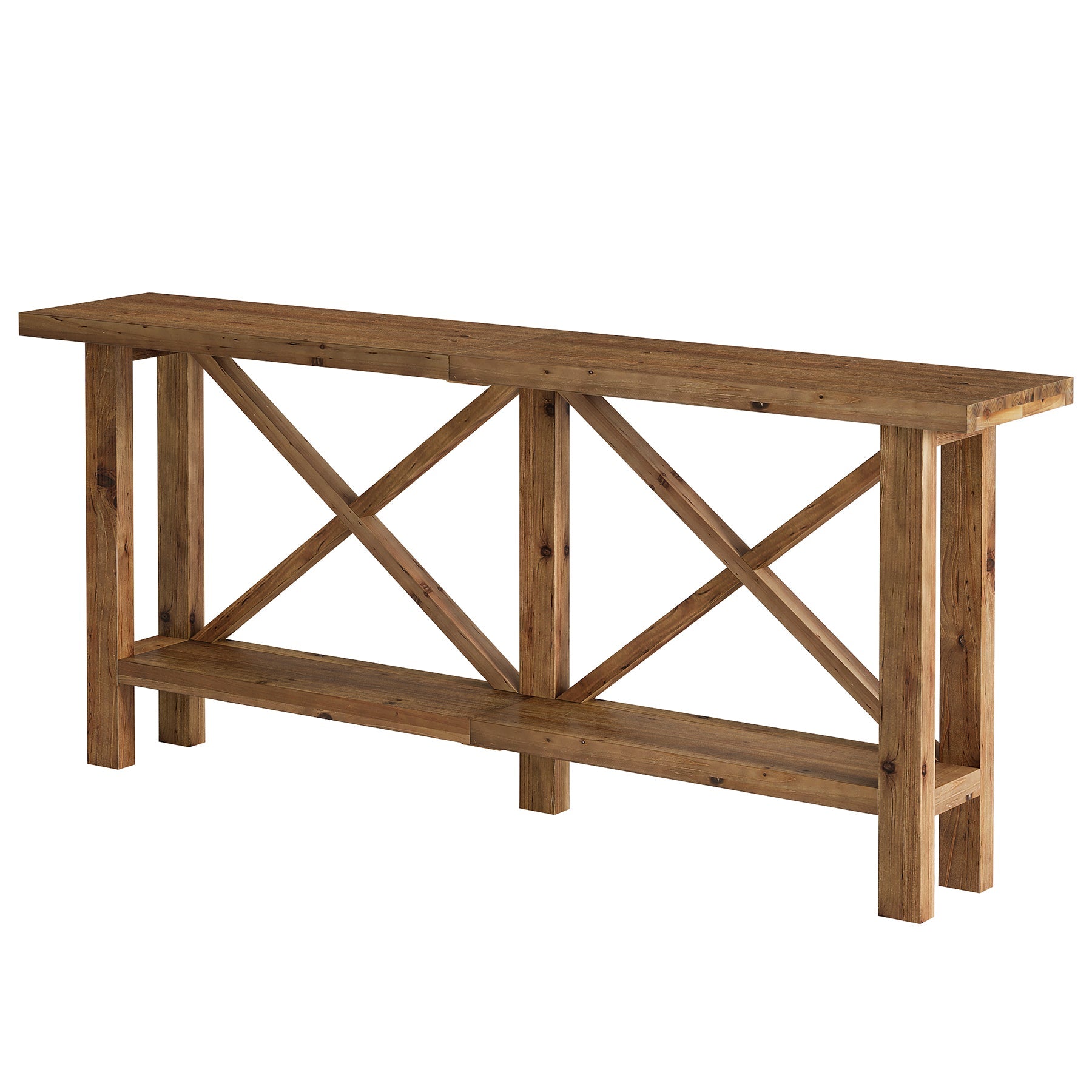 70.87" Solid Wood Console Table with Storage, Farmhouse Narrow Entryway & Sofa Table with X-Frame