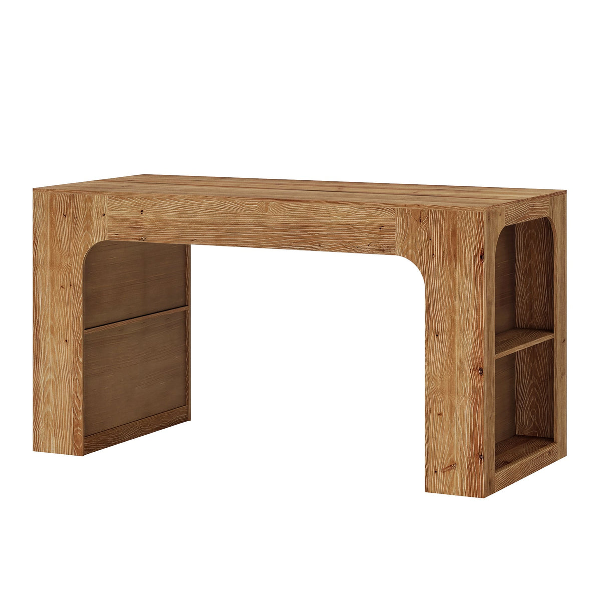 63" Solid Wood Kitchen Island with Storage Shelves, Kitchen & Dining Room