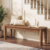 55" Solid Wood Entryway Bench, Farmhouse Wooden Bench for End of Bed, Hallway & Dining Room 3