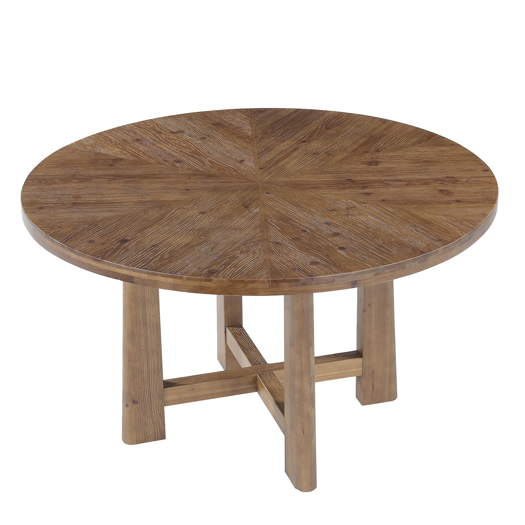47" Round Conference Table for 4-6, Solid Wood Farmhouse Meeting Room, Home Office