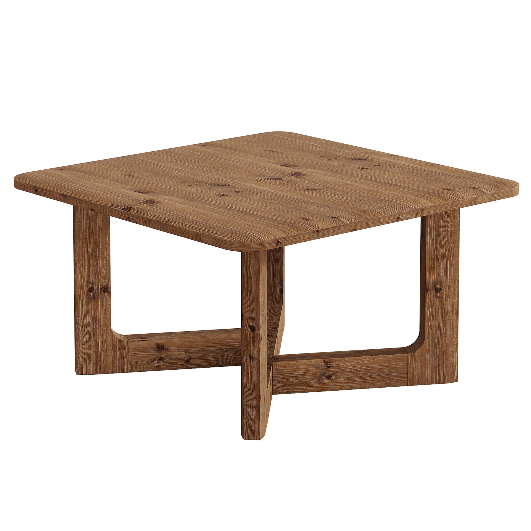 31.5" Solid Wood Coffee Table, Farmhouse Square Center Table Tea Accent Table