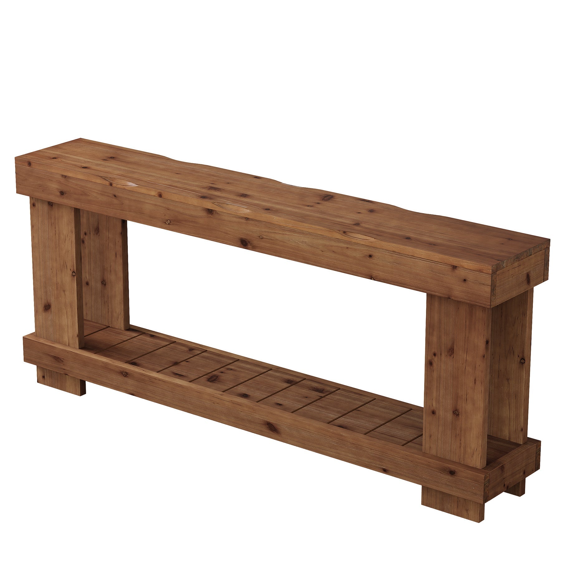 70.87" Solid Wood Console Table, 2-Tier Farmhouse Entryway Table Sofa Table Behind Couch