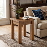 Square Solid Wood Side Table, Farmhouse End Tale with Stable Legs for Small Spaces 3