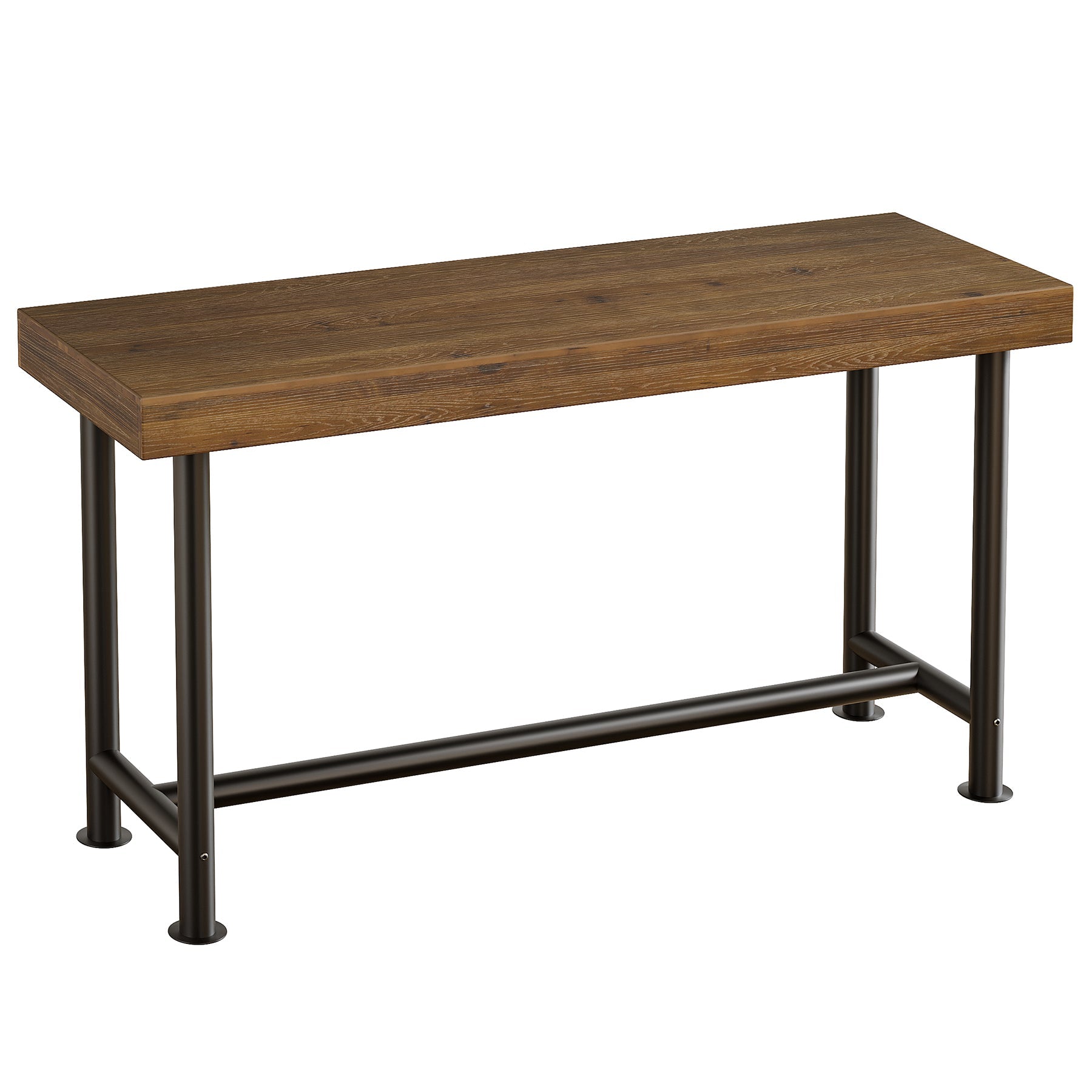 63" Solid Wood Bar Table, Rectangular Counter Height Pub Table with Metal Legs