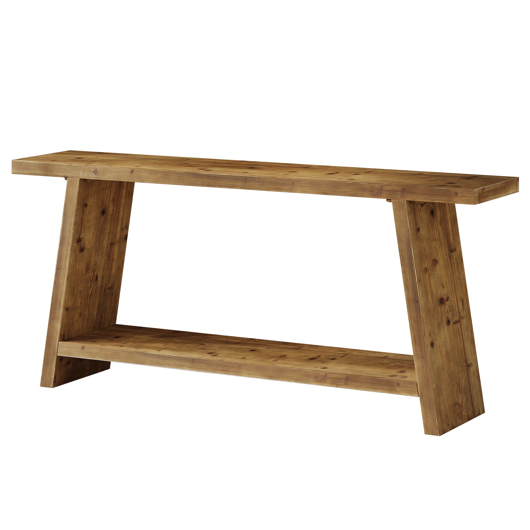 Solid Wood Console Table, 70.9" Sofa Table Behind Couch with 2-Tier Storage