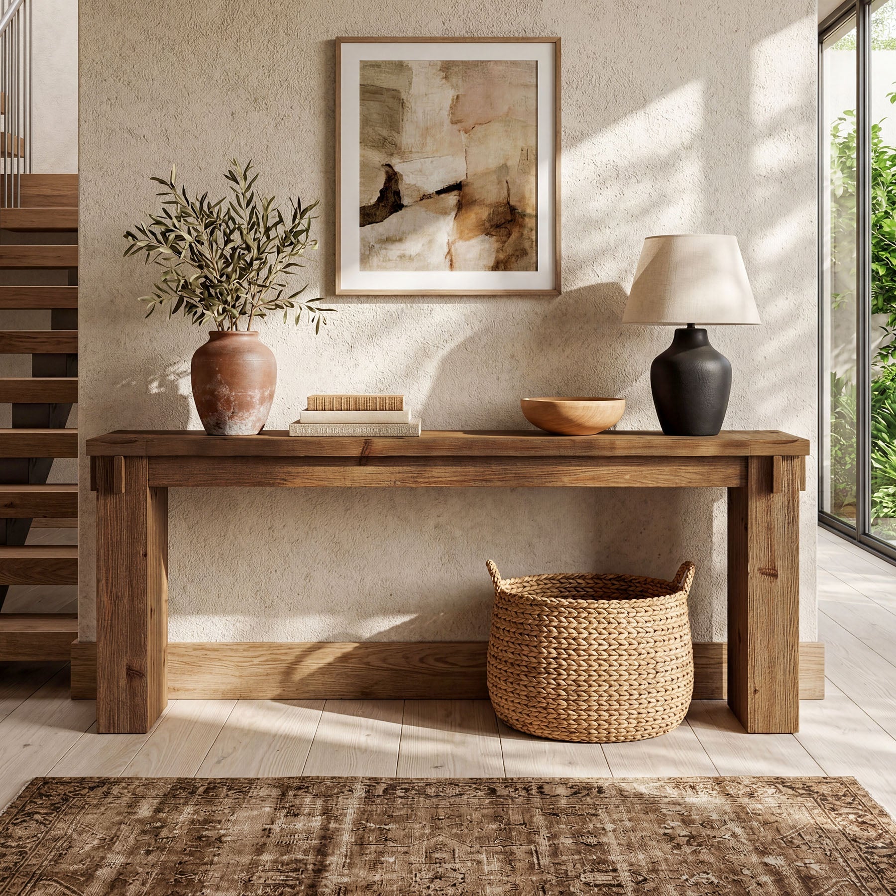 78.7" Extra Long Console Table, Farmhouse Solid Wood Sofa Table for Entryway