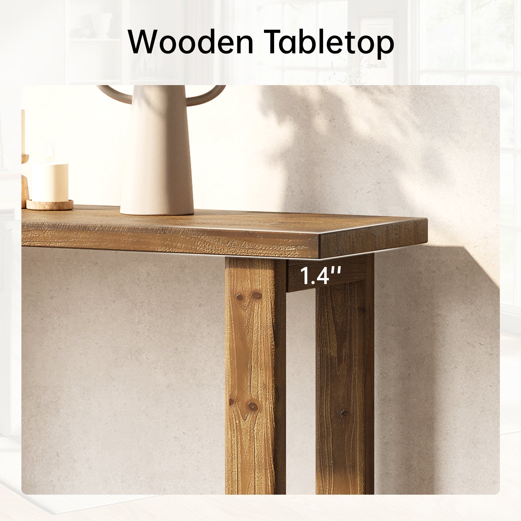 Solid Wood Console Table,  70.9" Sofa Table Behind Couch for Entryway
