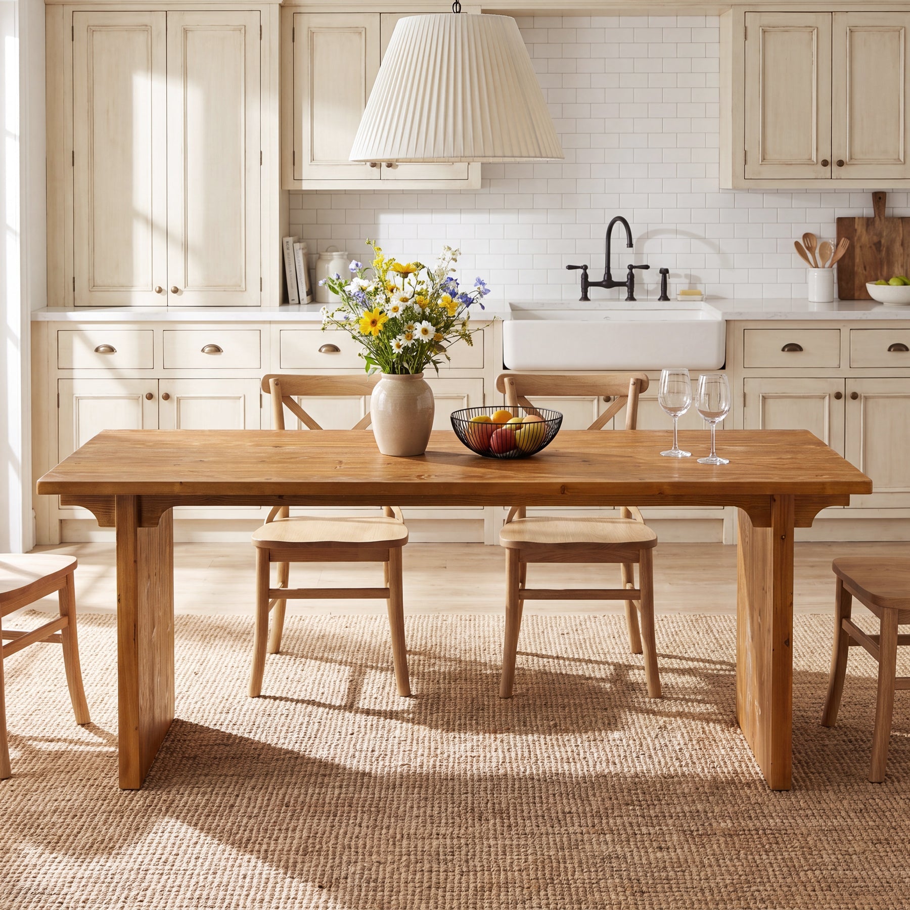 70.9" Solid Wood Dining Table for 4-6, Rectangle Dinner Table for Dining Room