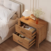 Solid Wood Nightstand, Oversize Bedside Table with 2 Drawers 3