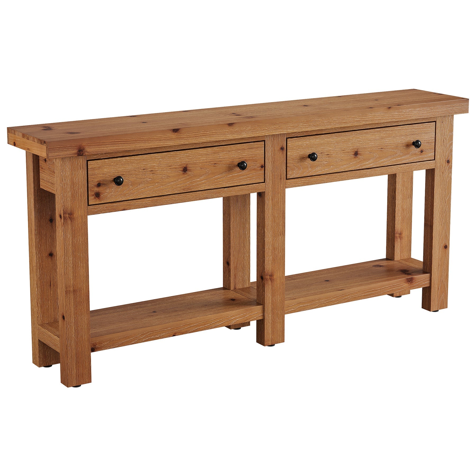 63" Console Table, Solid Wood Sofa Tables Behind Couch with 2 Drawers for Entryway