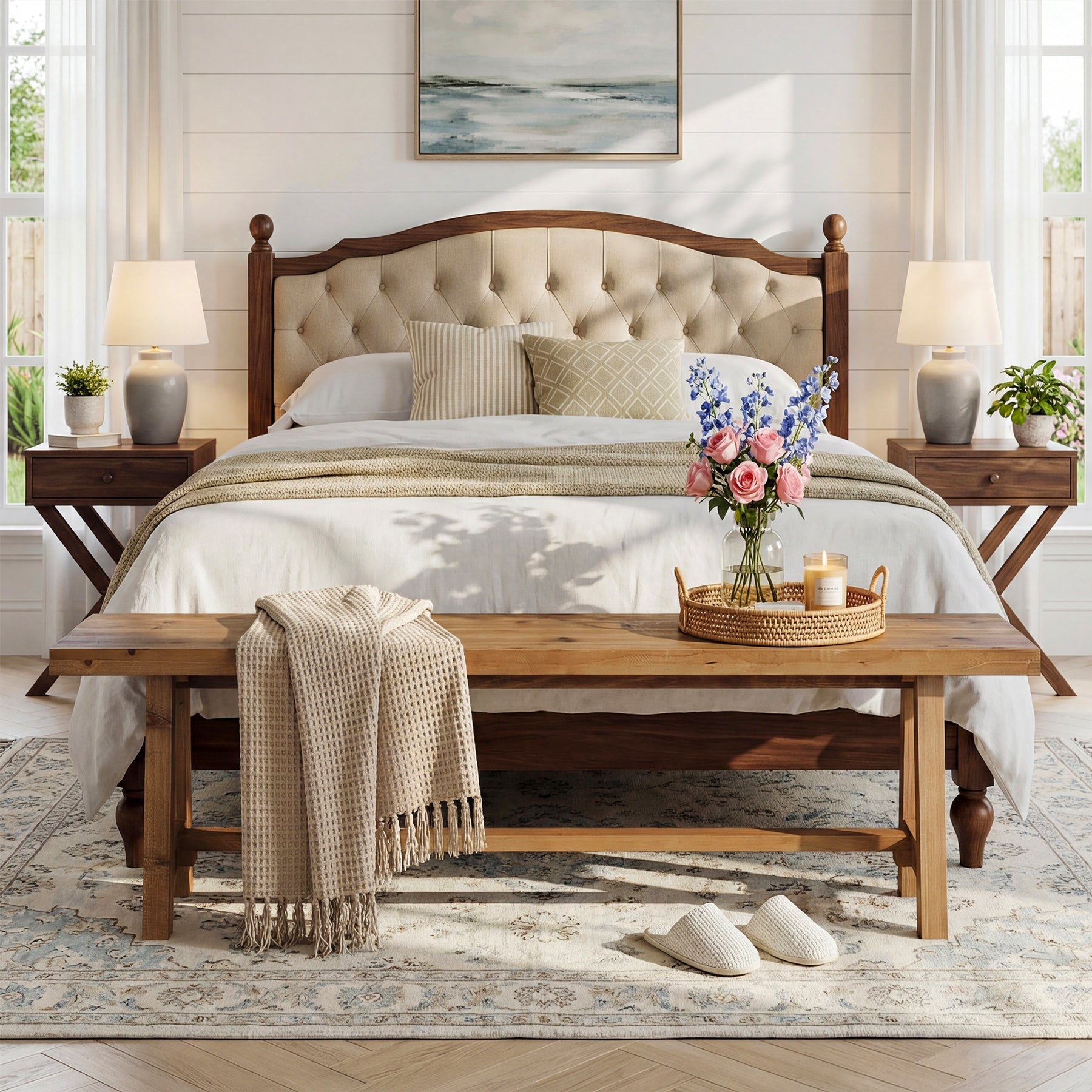 Tribesigns 63-Inch Solid Wood Dining Bench, Farmhouse Kitchen Bench