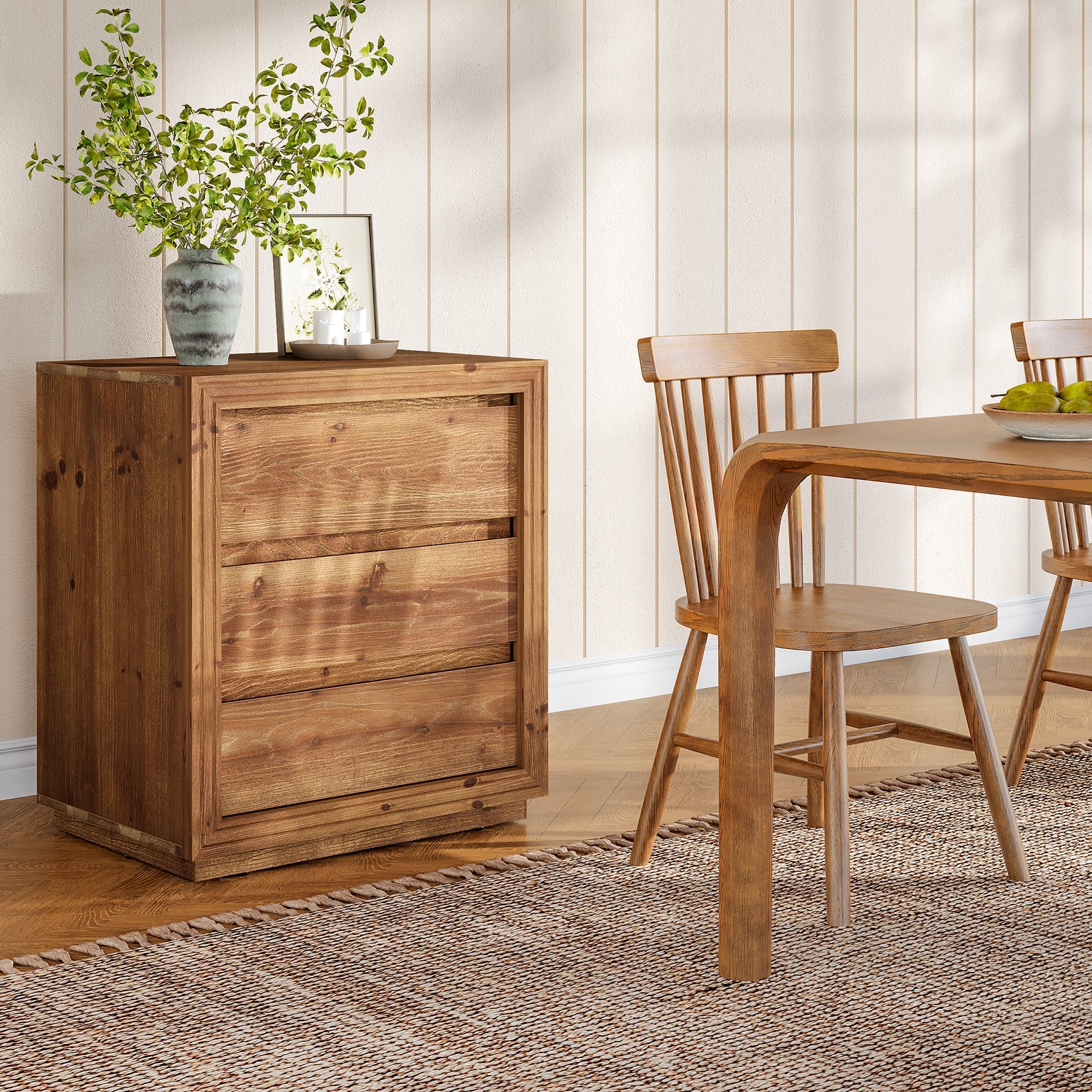 Tribesigns 23.62" Solid Wood End Table with 3 Drawers