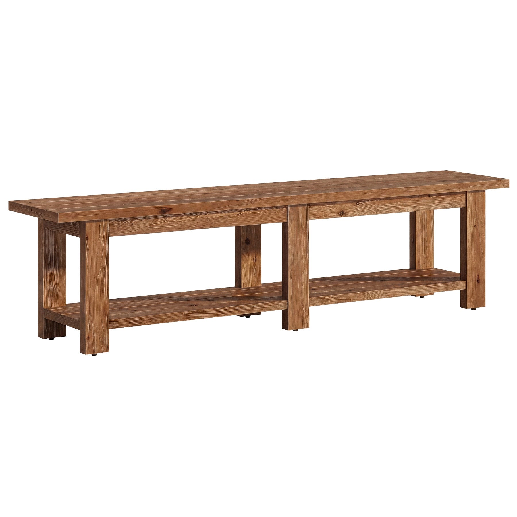 70.9" Solid Wood Entryway Shoe Bench, Extra Long Wooden Seating Bench