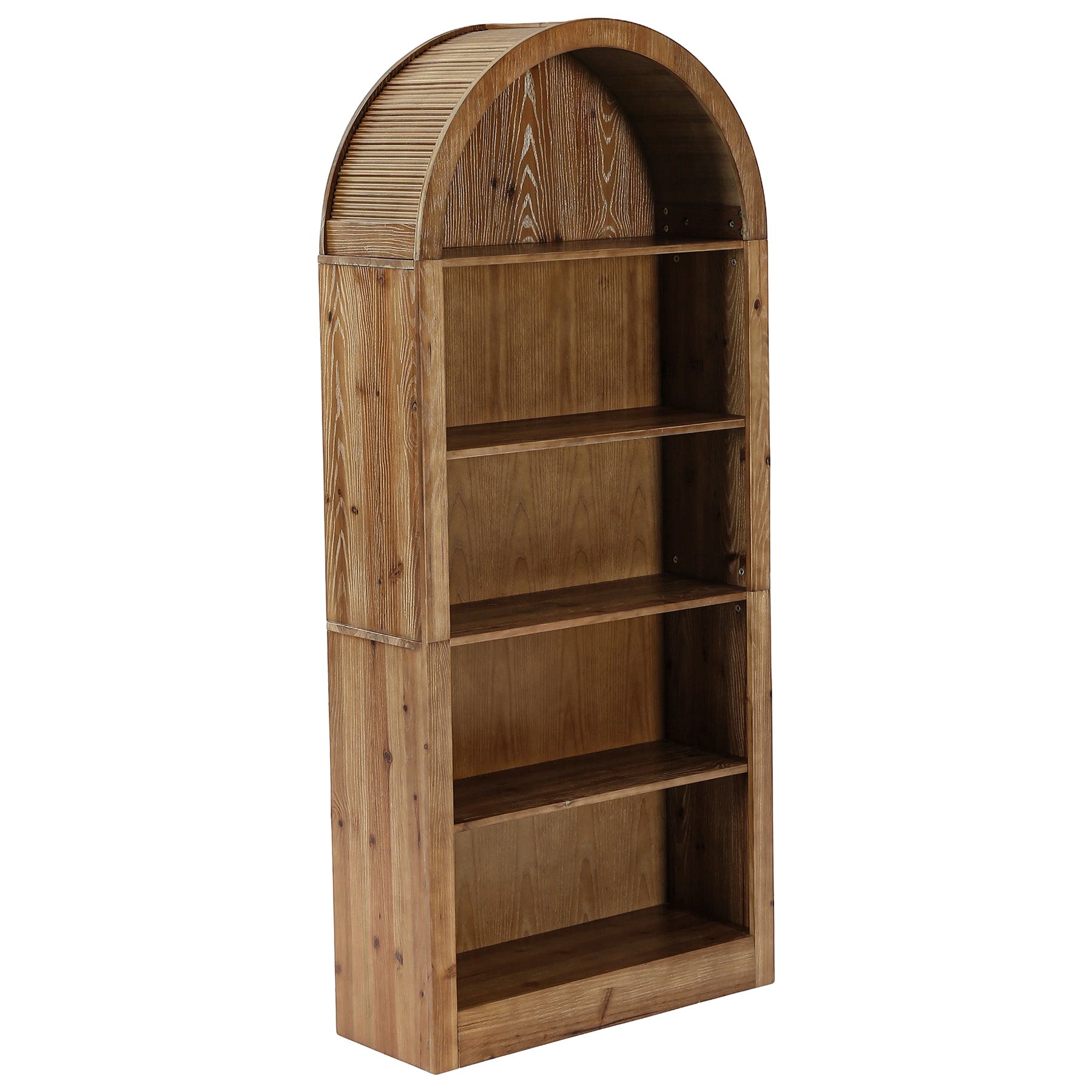 70.8" Solid Wood Tall Bookcase , 5-Tier Arched Bookshelf Open Display Etagere